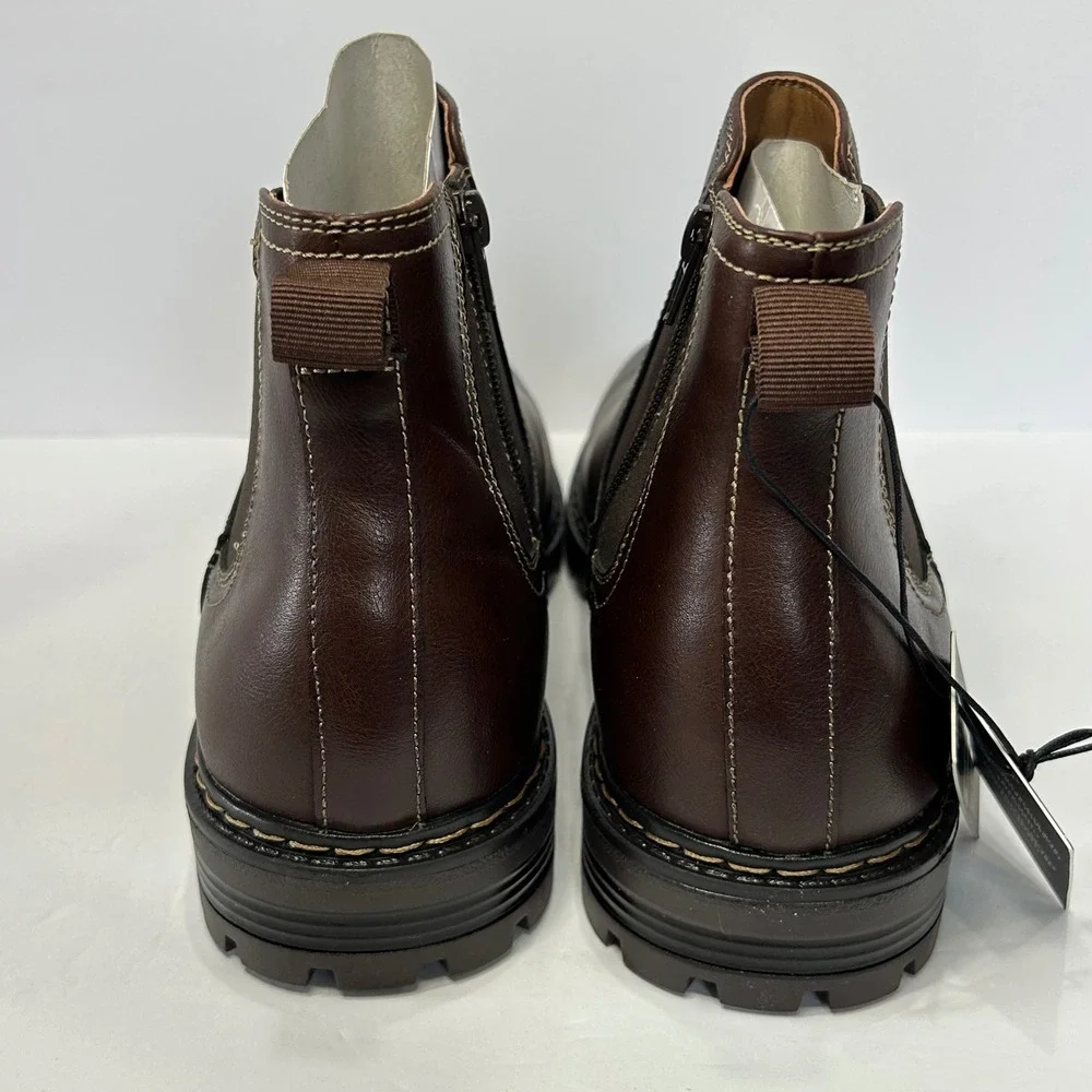 Madden NYC M Muse Mens Chelsea Boots Brown Lug Sole Zip Up MNMN45AM230 Size 11